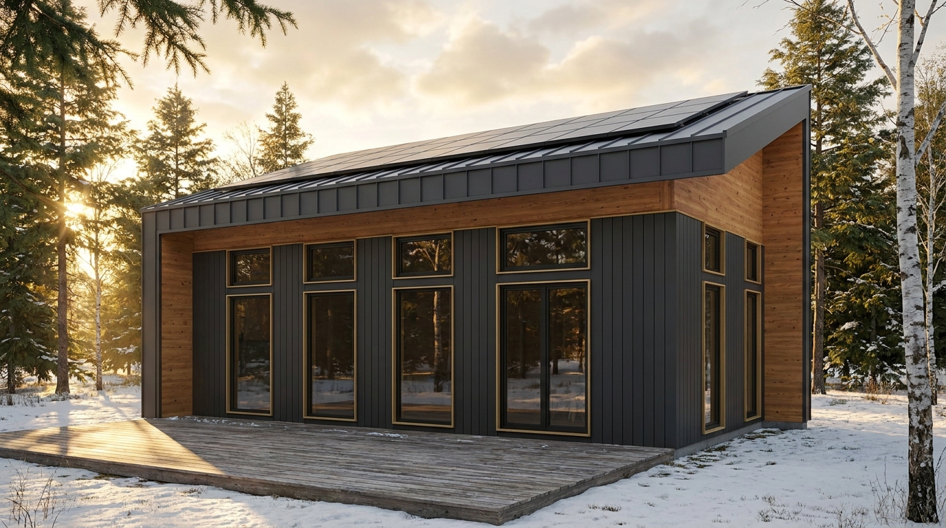 湖の巣 外観 — AI render based on BIM specs
