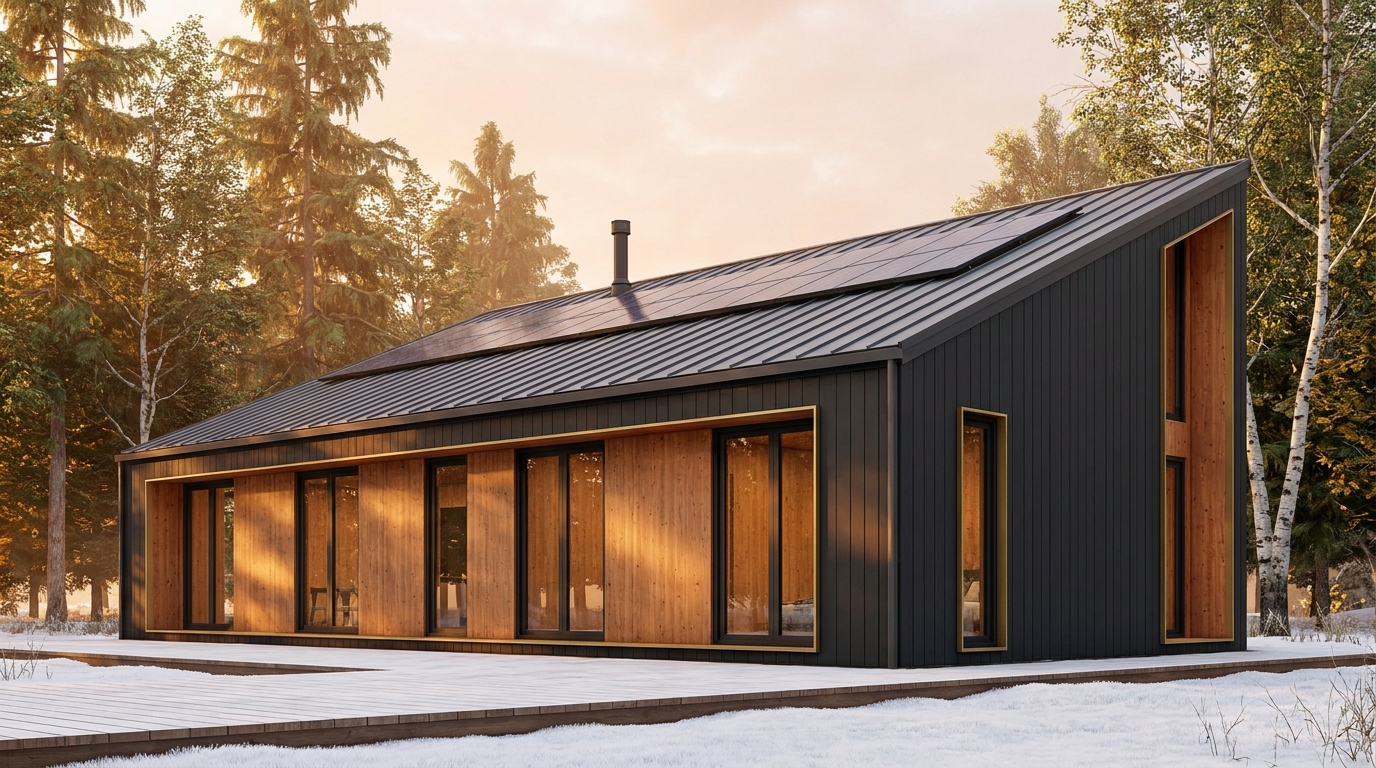 西の蔵 外観 — AI render based on BIM specs