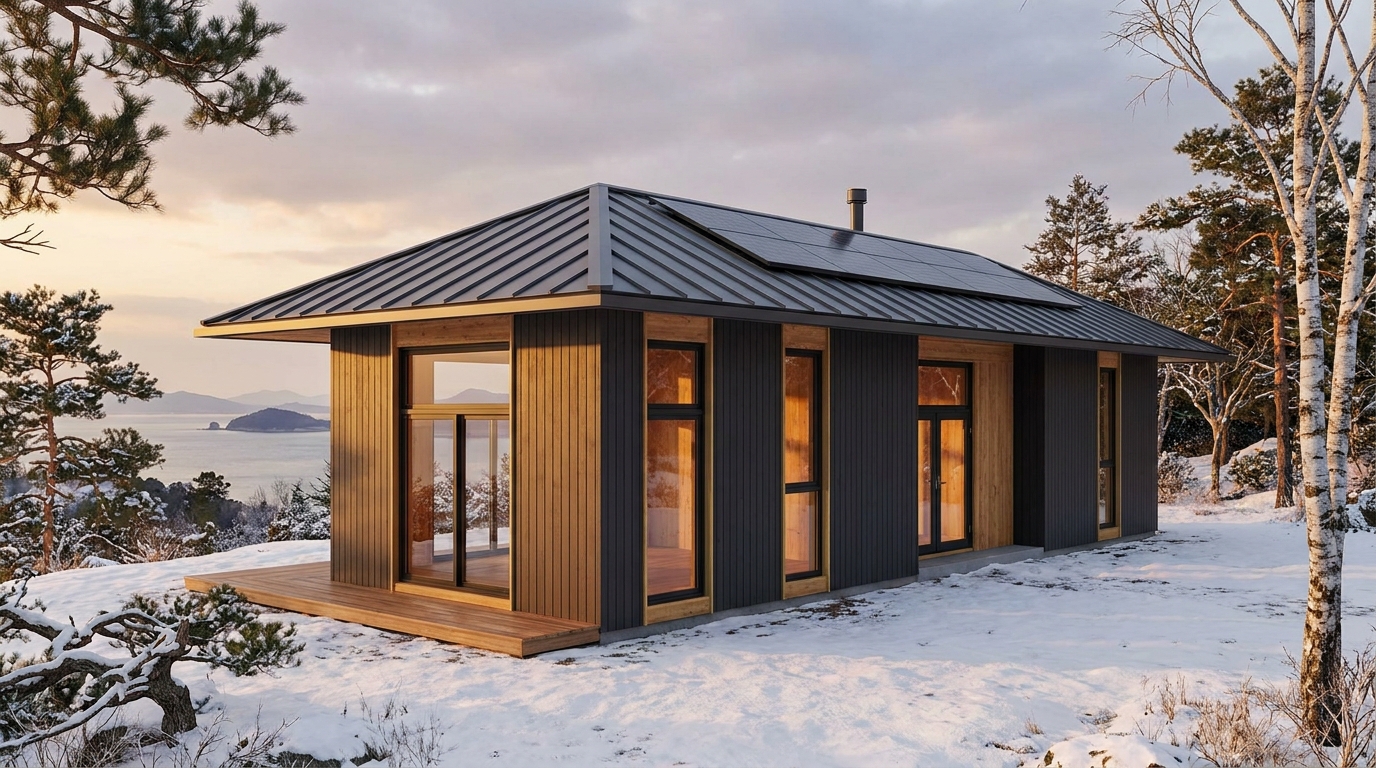 雪の巣 外観 — AI render based on BIM specs