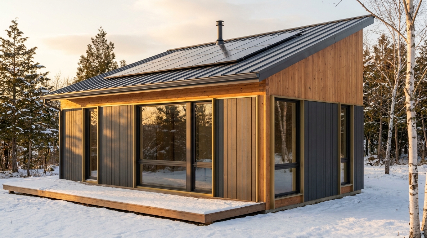 雪の杜 外観 — AI render based on BIM specs