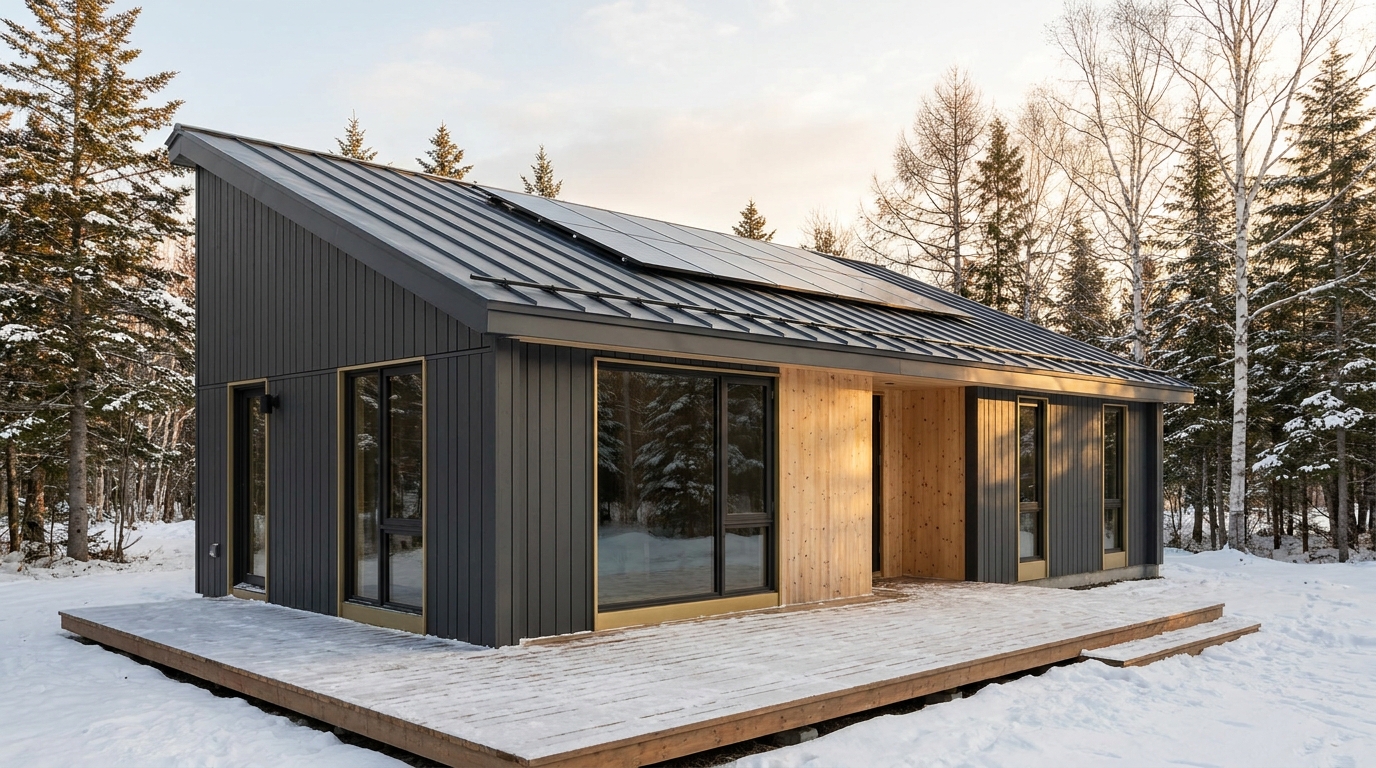 雪の館 外観 — AI render based on BIM specs