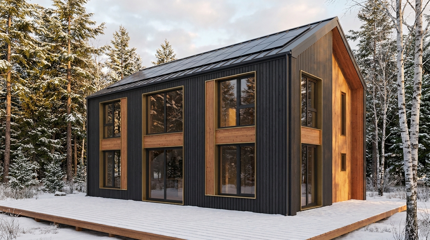 湖の巣 外観 — AI render based on BIM specs