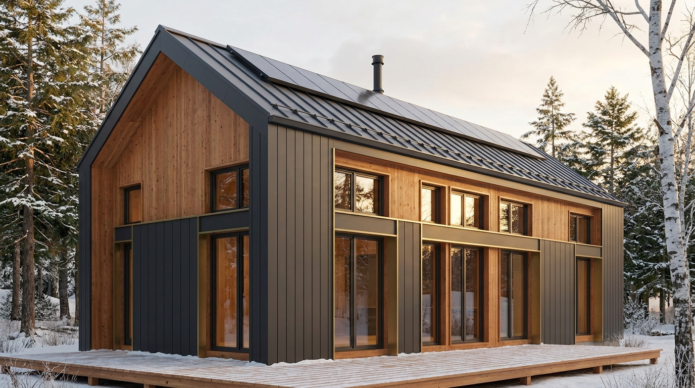 雪の館 外観 — AI render based on BIM specs