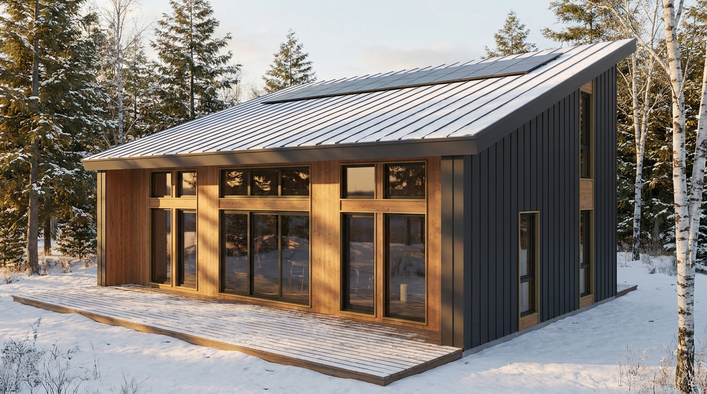森の庵 外観 — AI render based on BIM specs