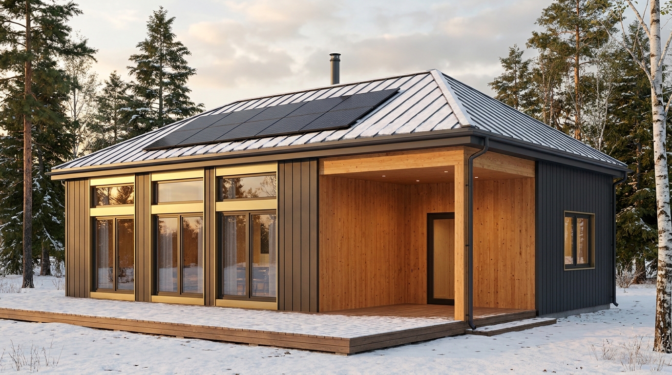 風の小屋 外観 — AI render based on BIM specs