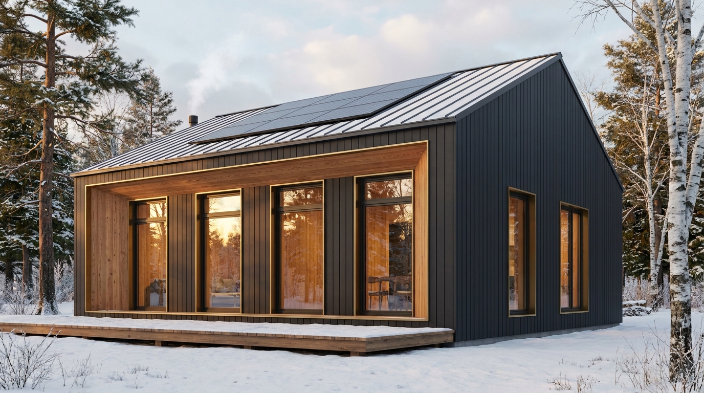 月の小屋 外観 — AI render based on BIM specs