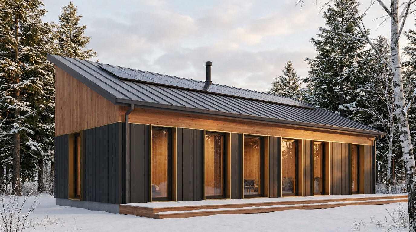 森の庵 外観 — AI render based on BIM specs