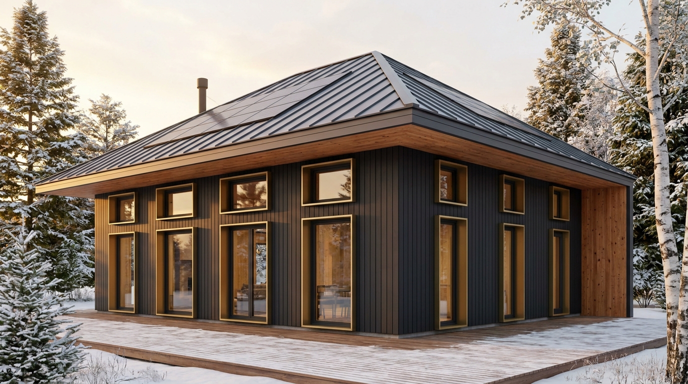 森の砦 外観 — AI render based on BIM specs