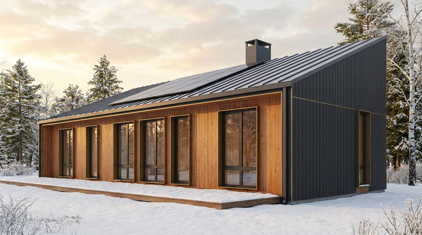 雪の巣 外観 — AI render based on BIM specs