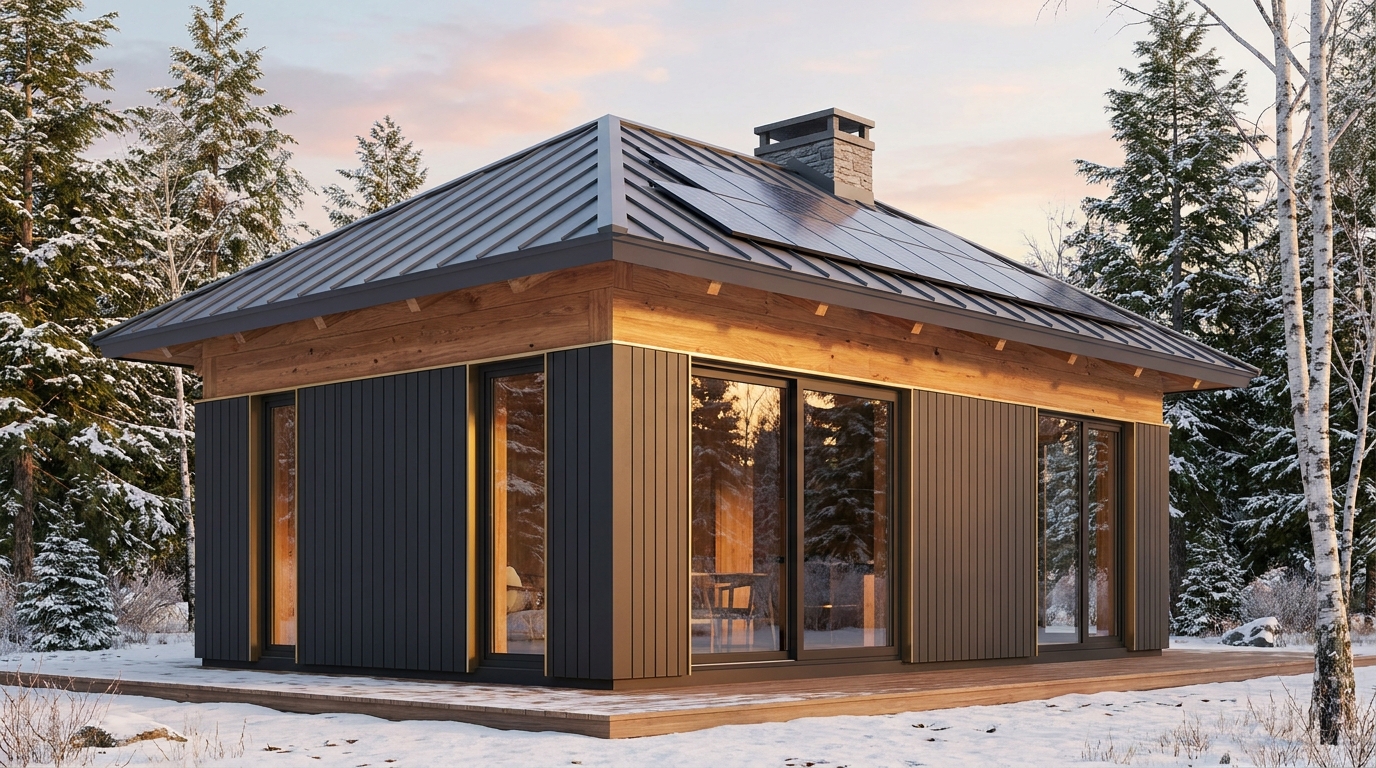 風の小屋 外観 — AI render based on BIM specs