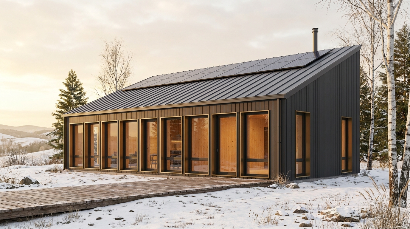 風の小屋 外観 — AI render based on BIM specs