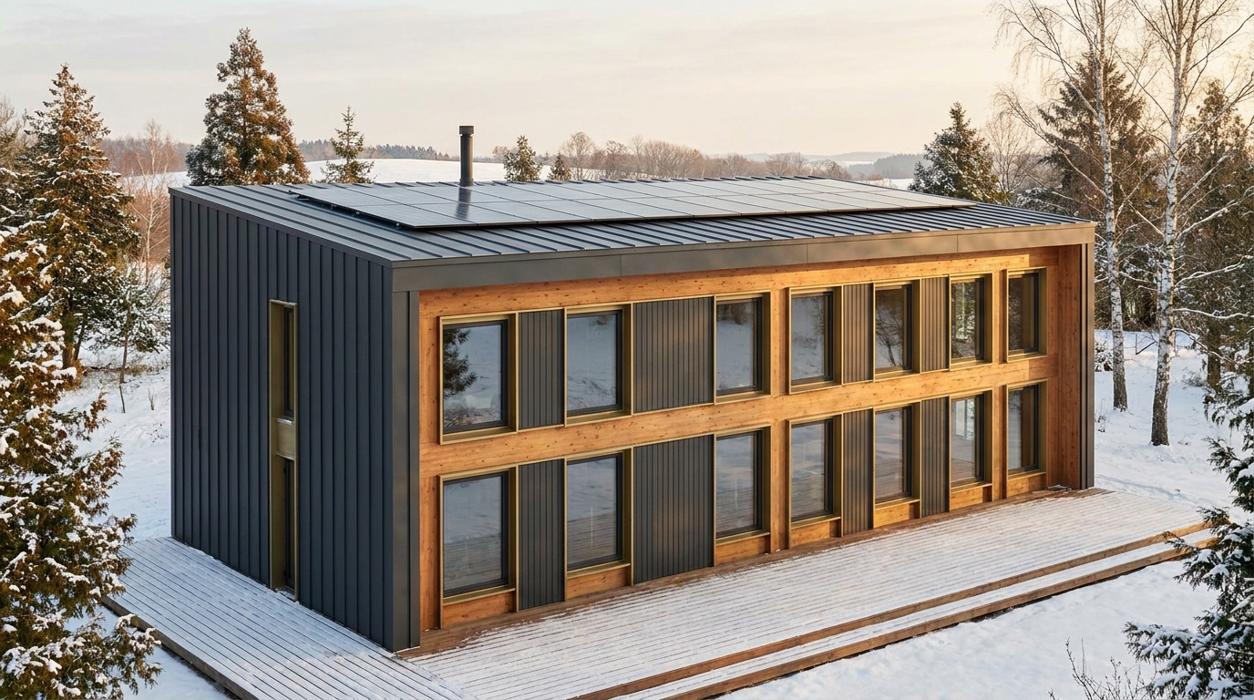 風の庵 外観 — AI render based on BIM specs