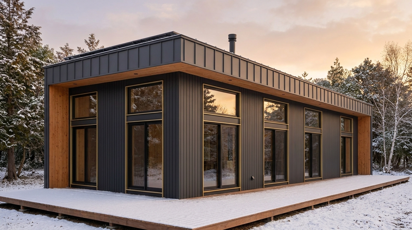 北の庵 外観 — AI render based on BIM specs