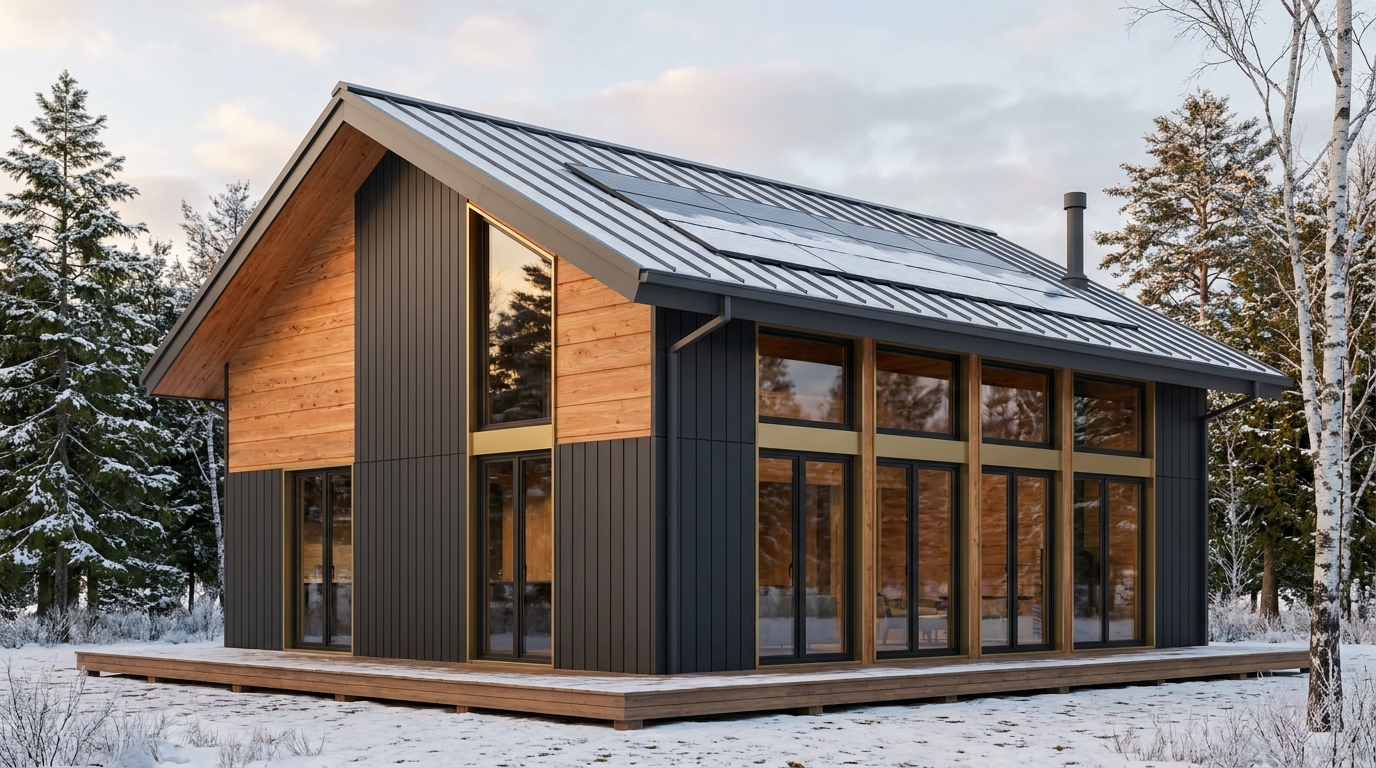 霧の庵 外観 — AI render based on BIM specs