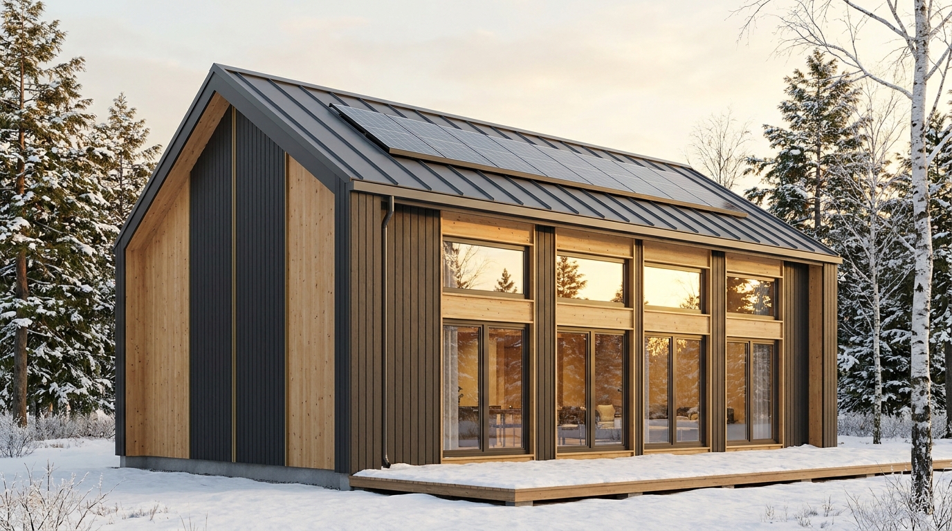 霜の里 外観 — AI render based on BIM specs