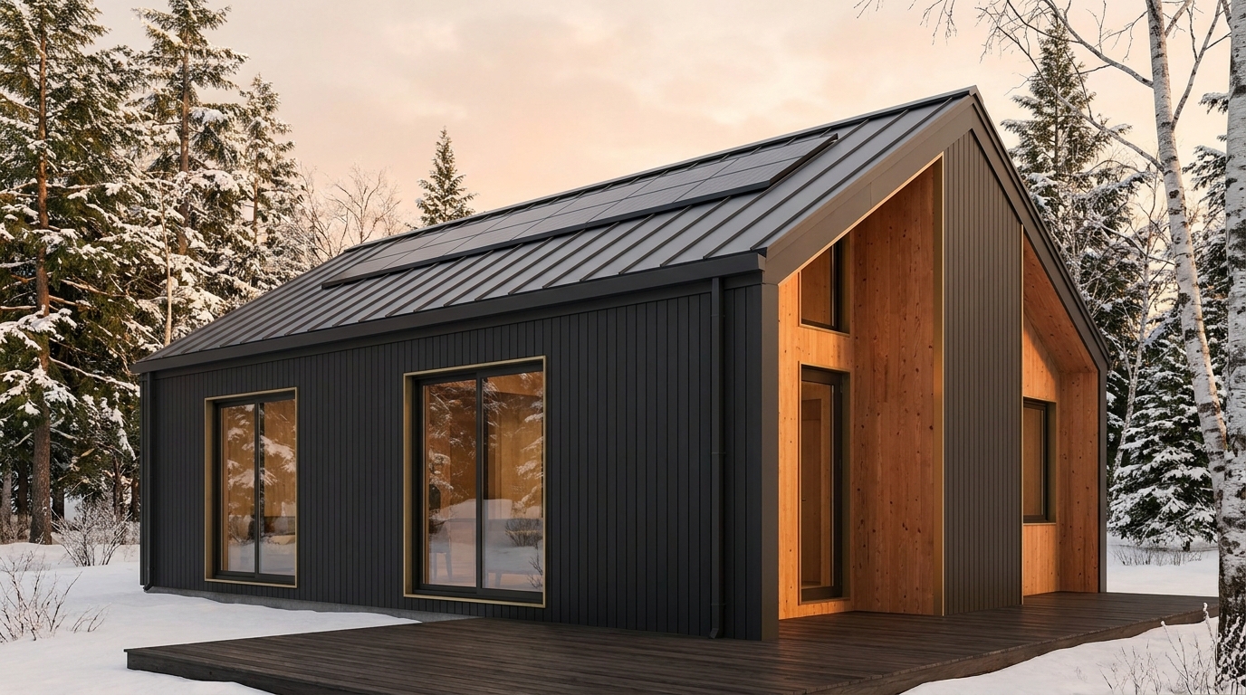 霜の巣 外観 — AI render based on BIM specs