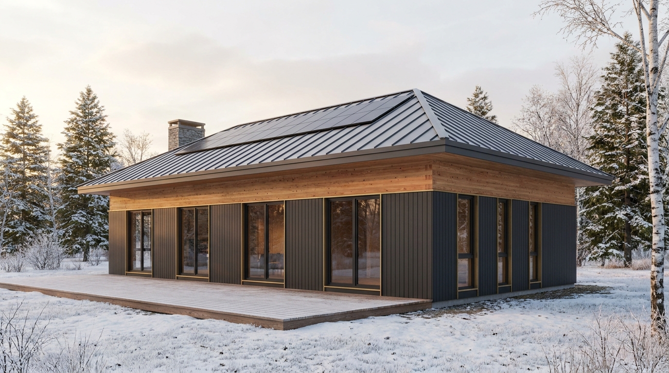 北の巣 外観 — AI render based on BIM specs