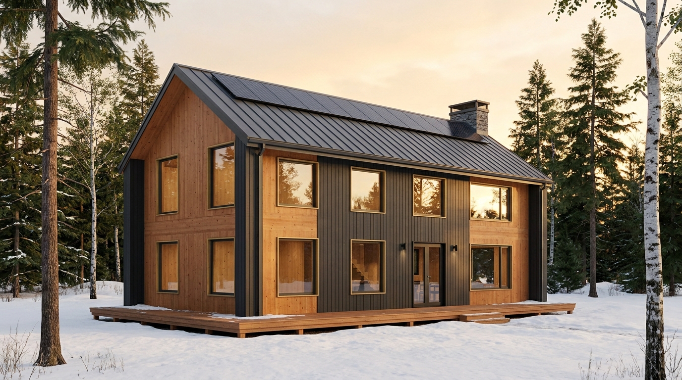 霜の家 外観 — AI render based on BIM specs