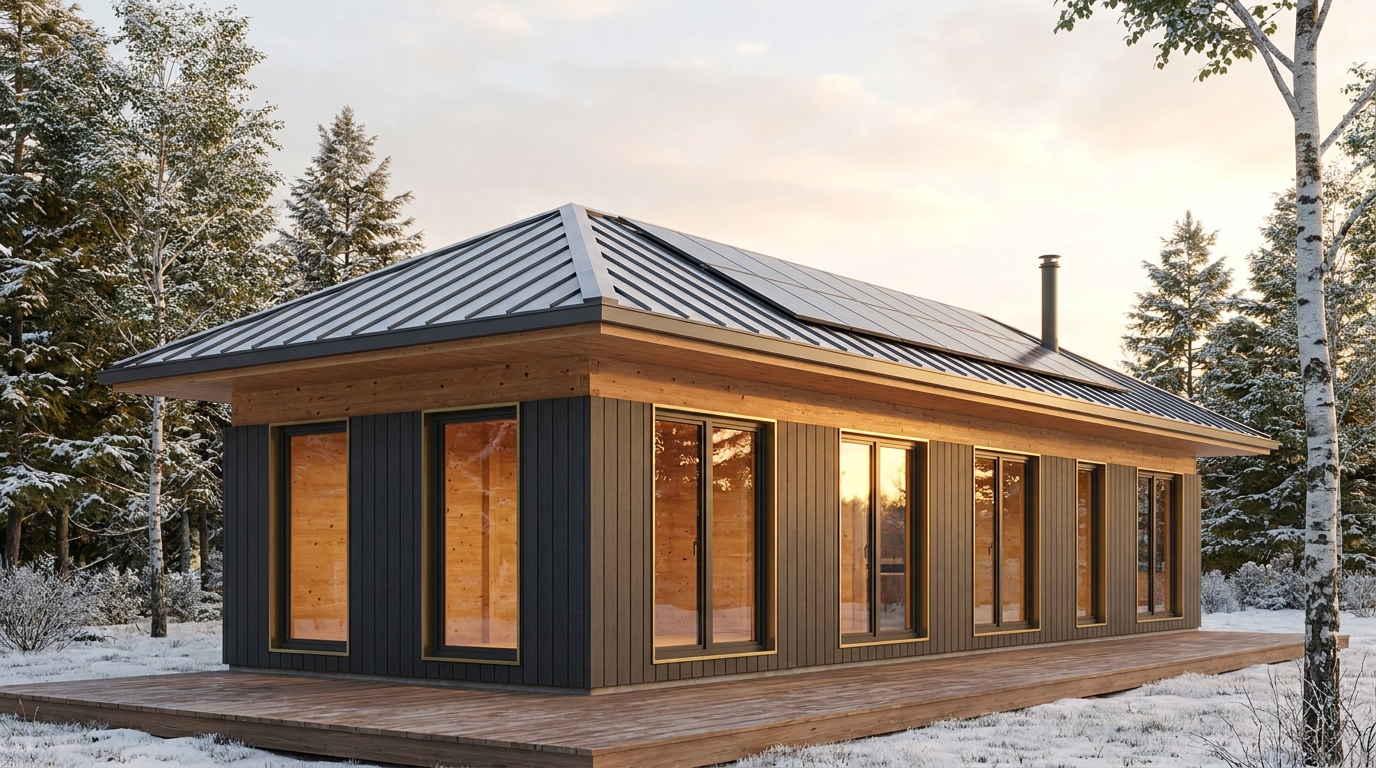 西の巣 外観 — AI render based on BIM specs