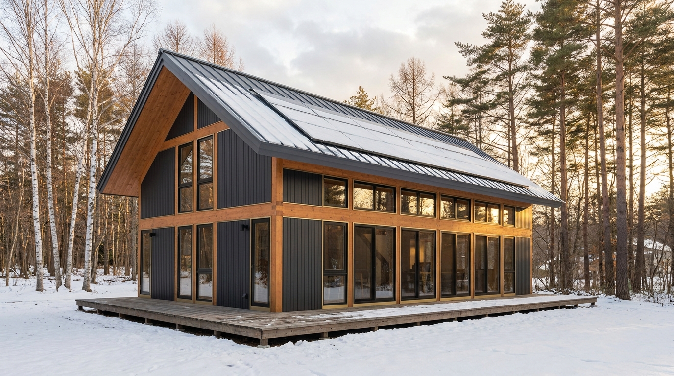 雪の蔵 外観 — AI render based on BIM specs