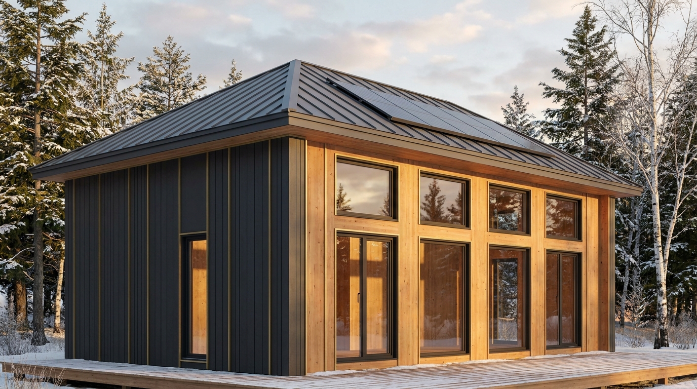 北の小屋 外観 — AI render based on BIM specs