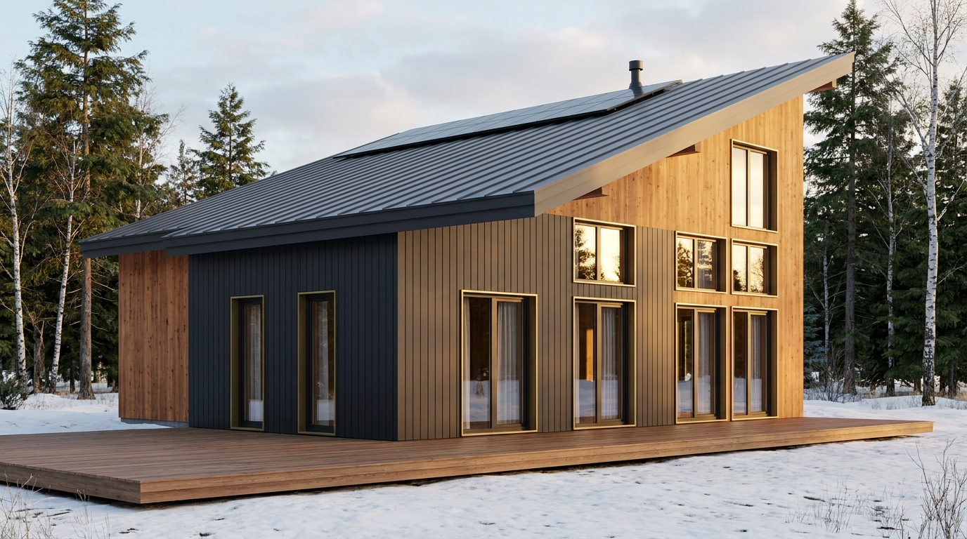 湖の館 外観 — AI render based on BIM specs
