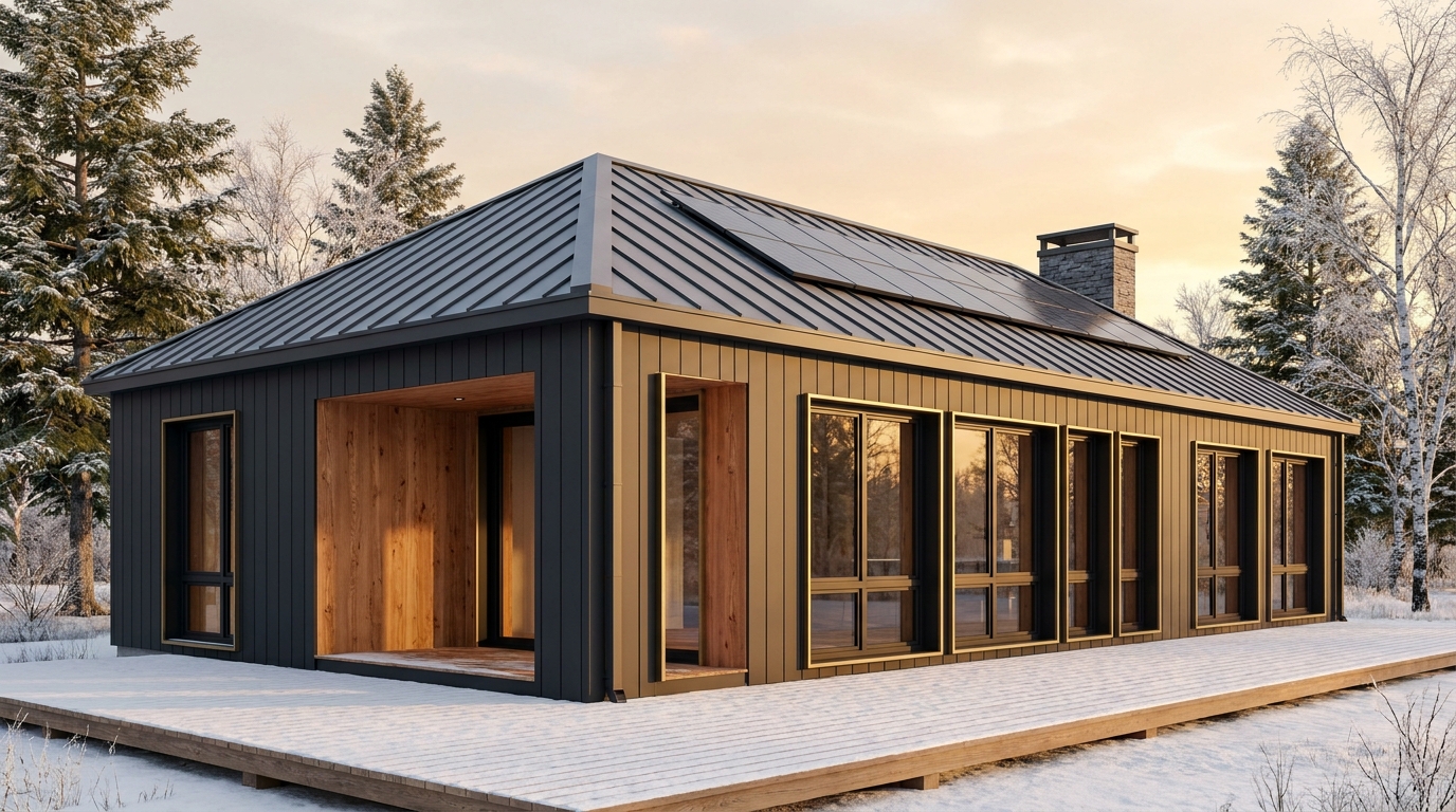 湖の館 外観 — AI render based on BIM specs