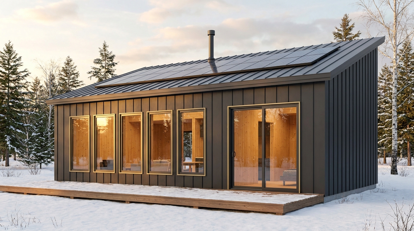 南の小屋 外観 — AI render based on BIM specs