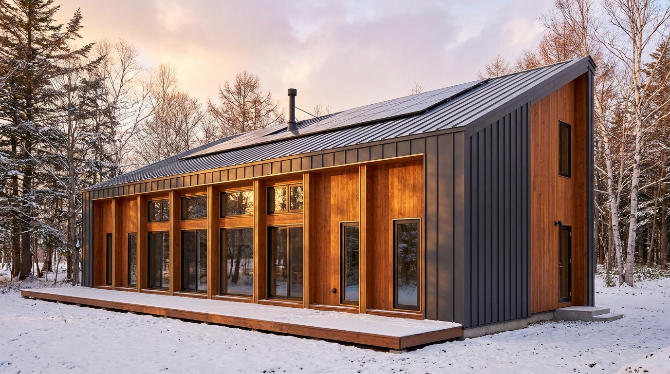 雪の里 外観 — AI render based on BIM specs