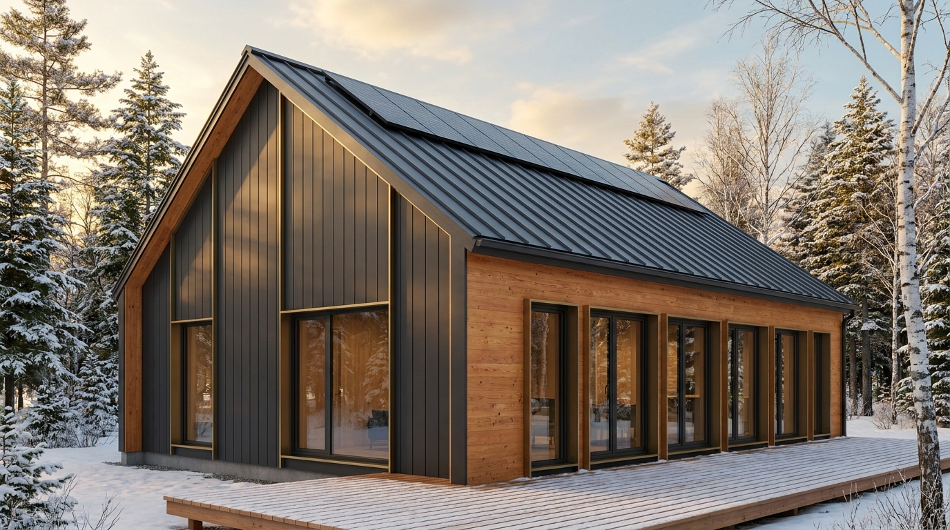 西の小屋 外観 — AI render based on BIM specs