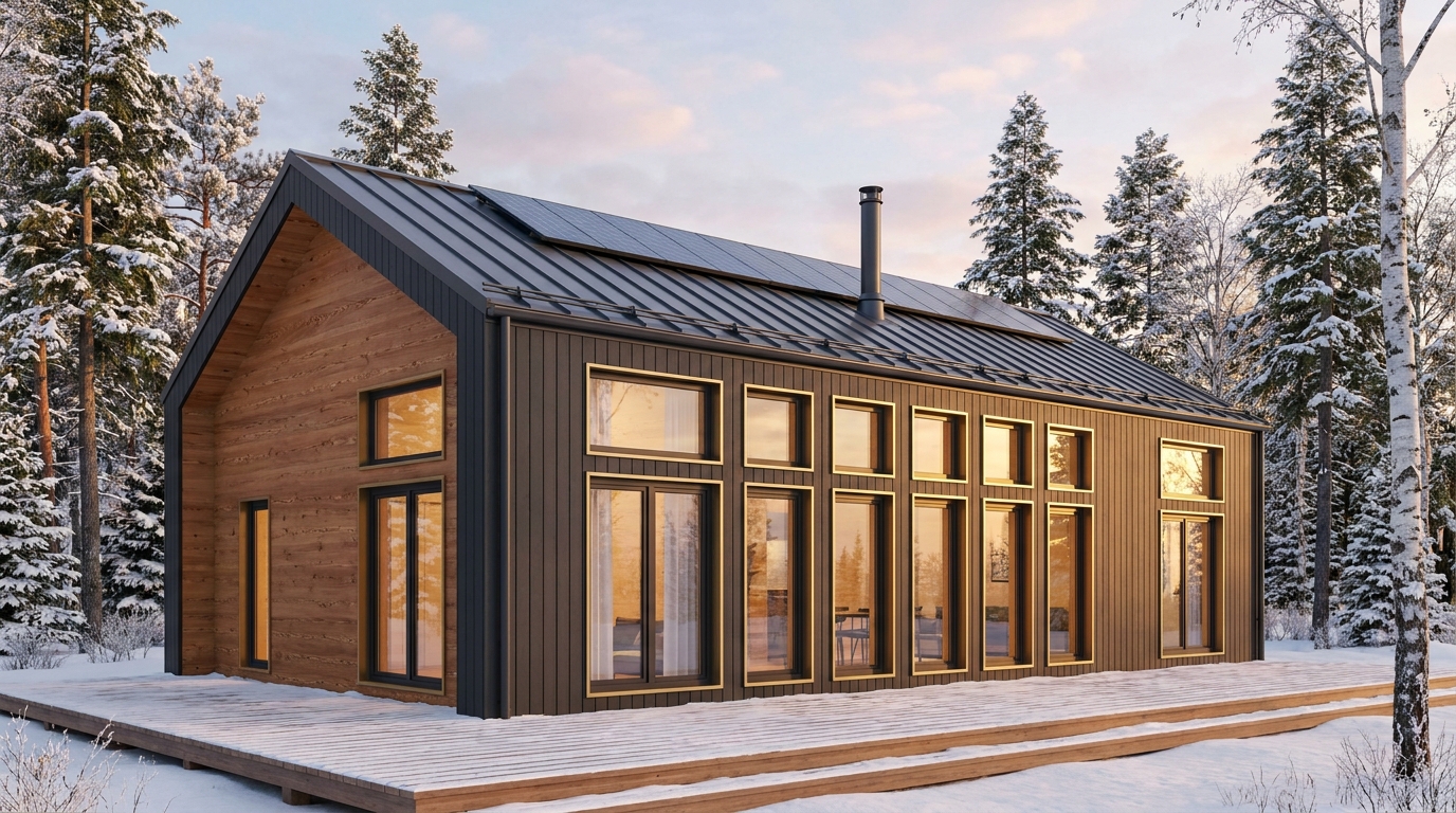 風の小屋 外観 — AI render based on BIM specs