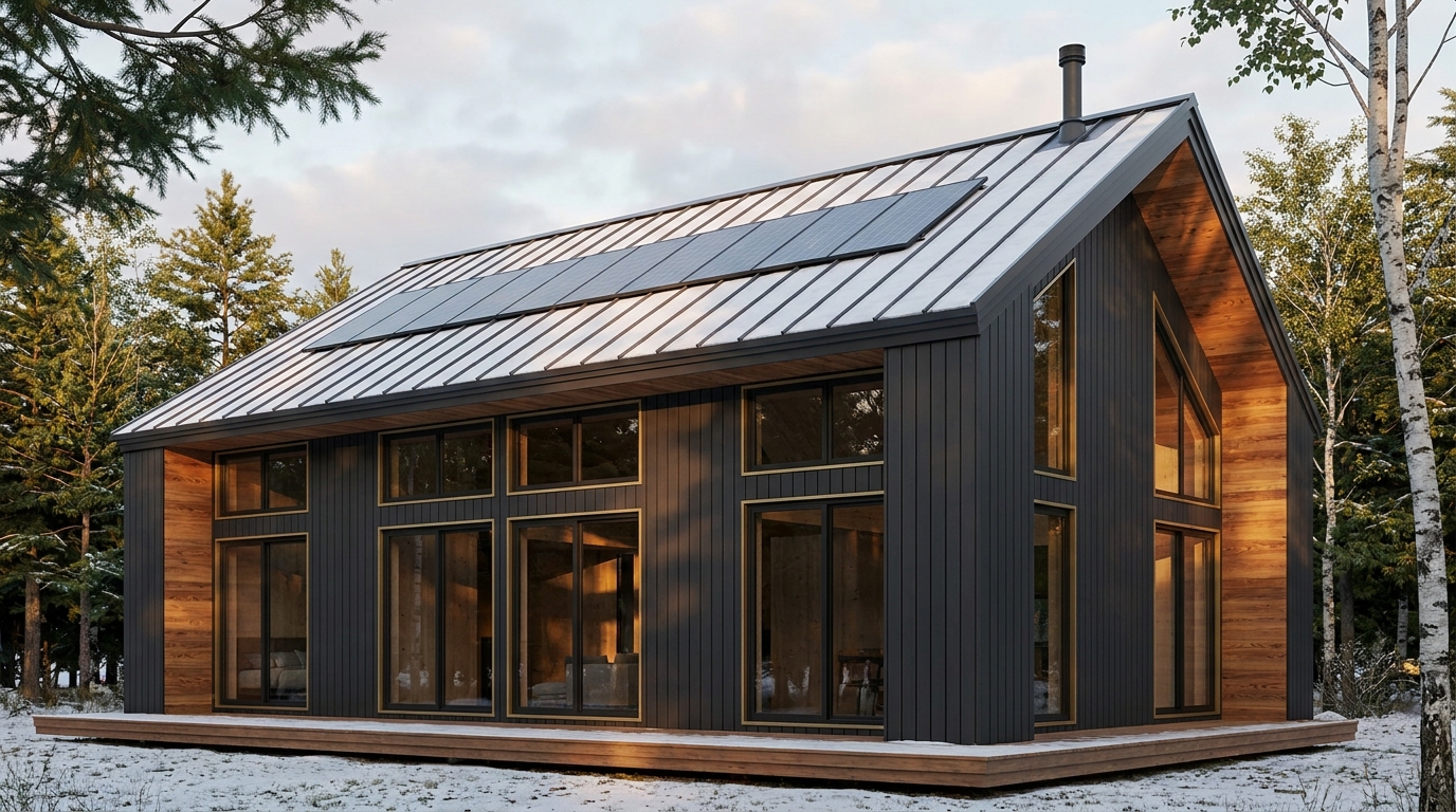 森の小屋 外観 — AI render based on BIM specs