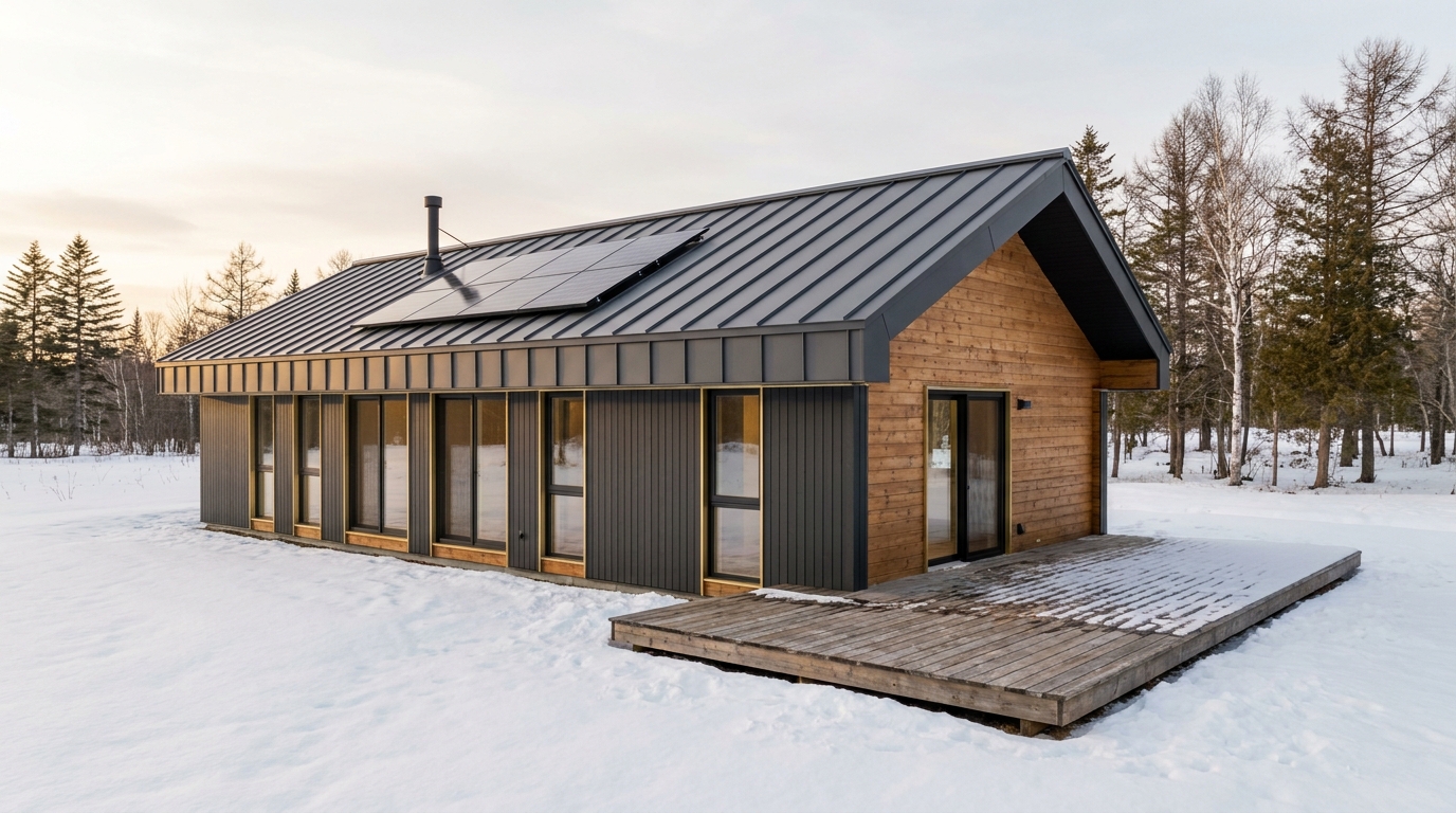 北の巣 外観 — AI render based on BIM specs