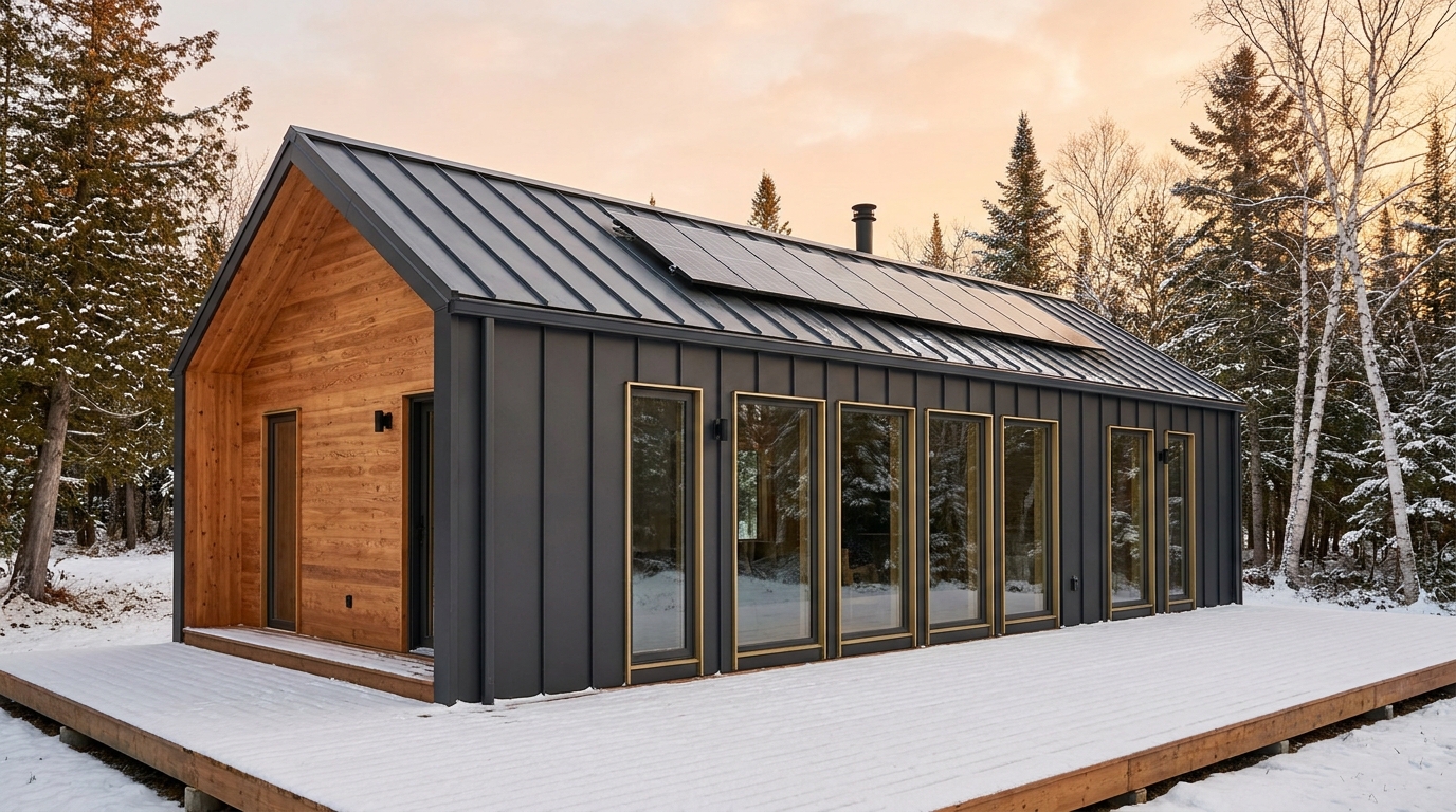 雪の巣 外観 — AI render based on BIM specs
