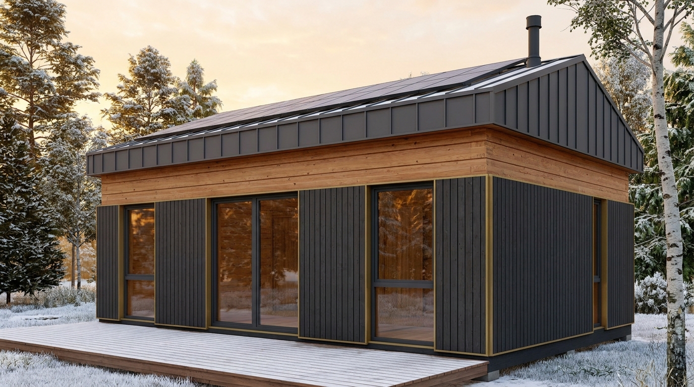 北の巣 外観 — AI render based on BIM specs