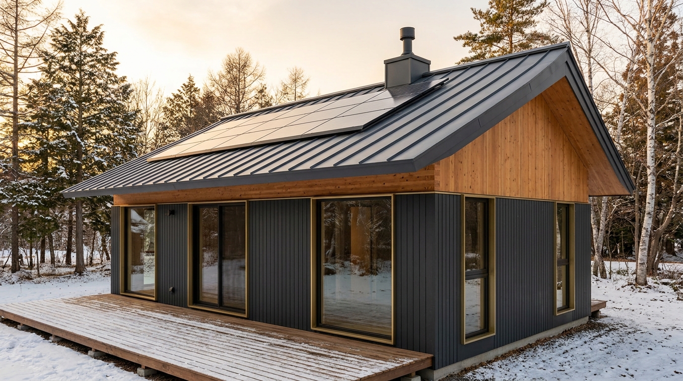 南の小屋 外観 — AI render based on BIM specs