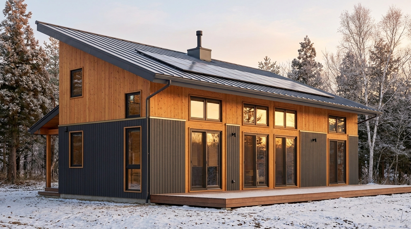 森の家 外観 — AI render based on BIM specs
