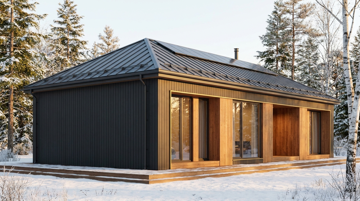陽の家 外観 — AI render based on BIM specs