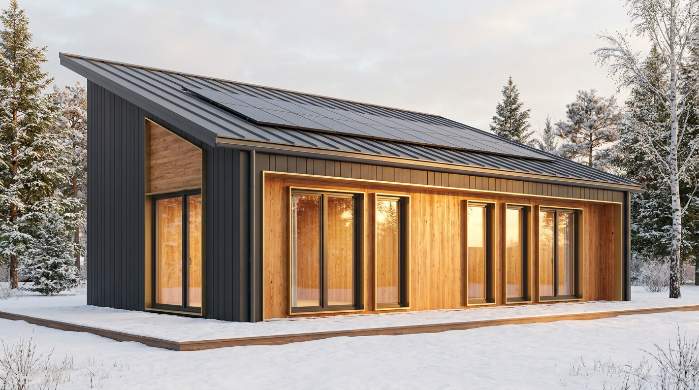 霜の家 外観 — AI render based on BIM specs