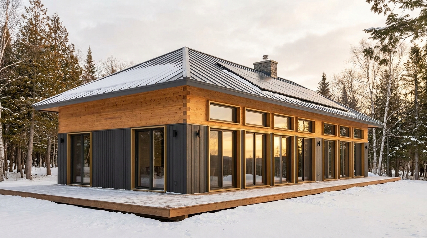 雪の館 外観 — AI render based on BIM specs
