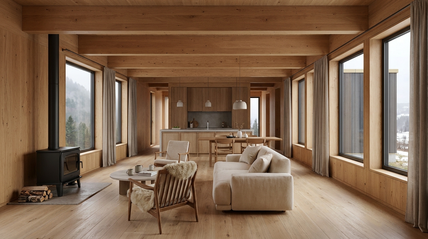 湖の小屋 内観