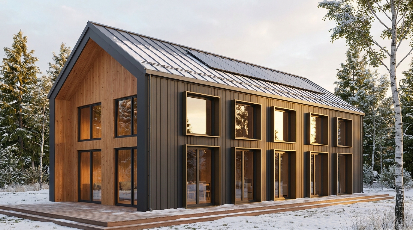霧の蔵 外観 — AI render based on BIM specs