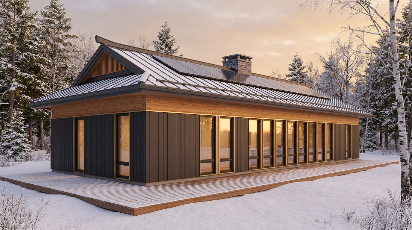 西の小屋 外観 — AI render based on BIM specs