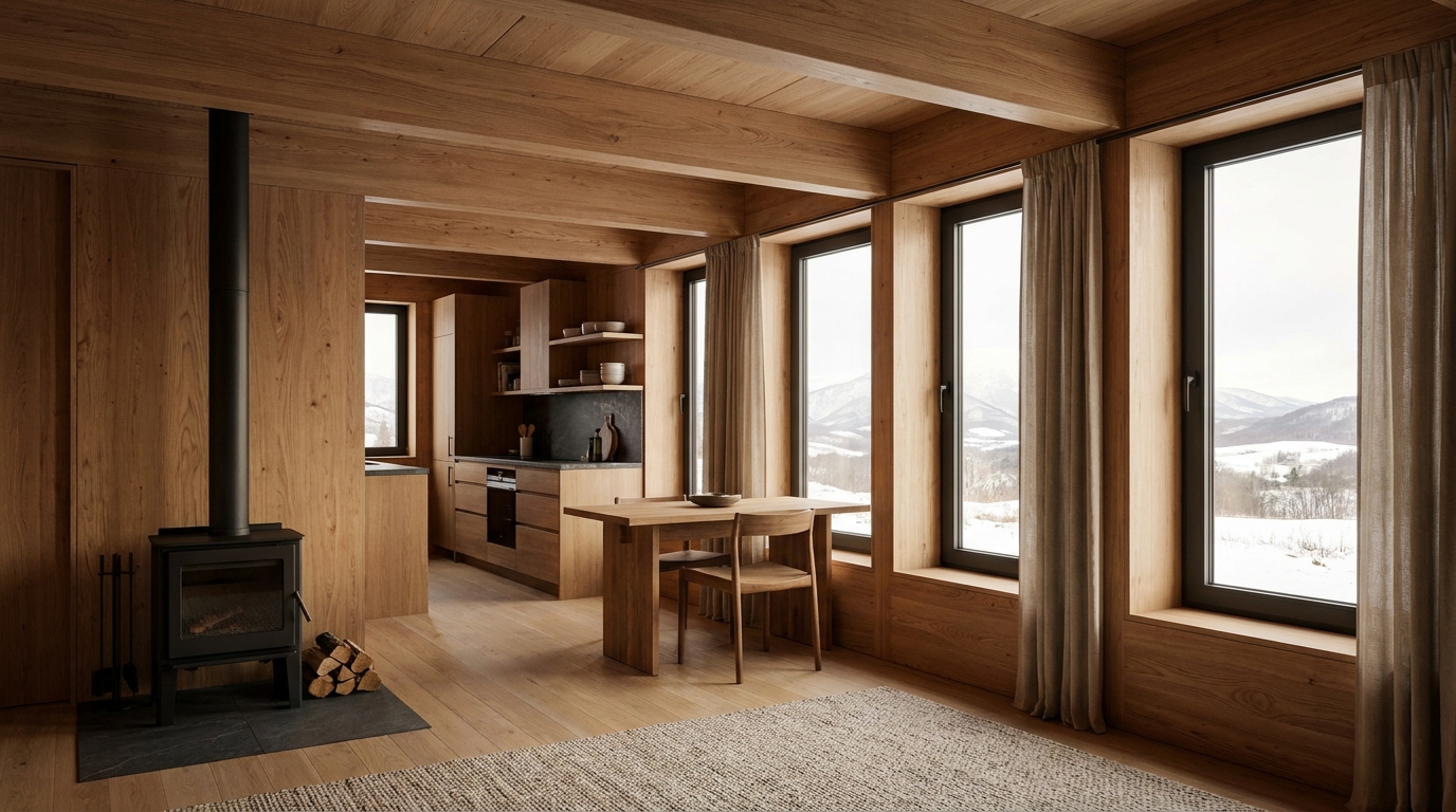 湖の小屋 内観