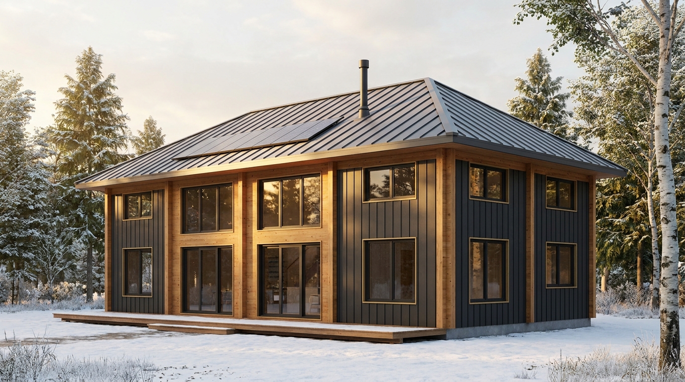 風の小屋 外観 — AI render based on BIM specs