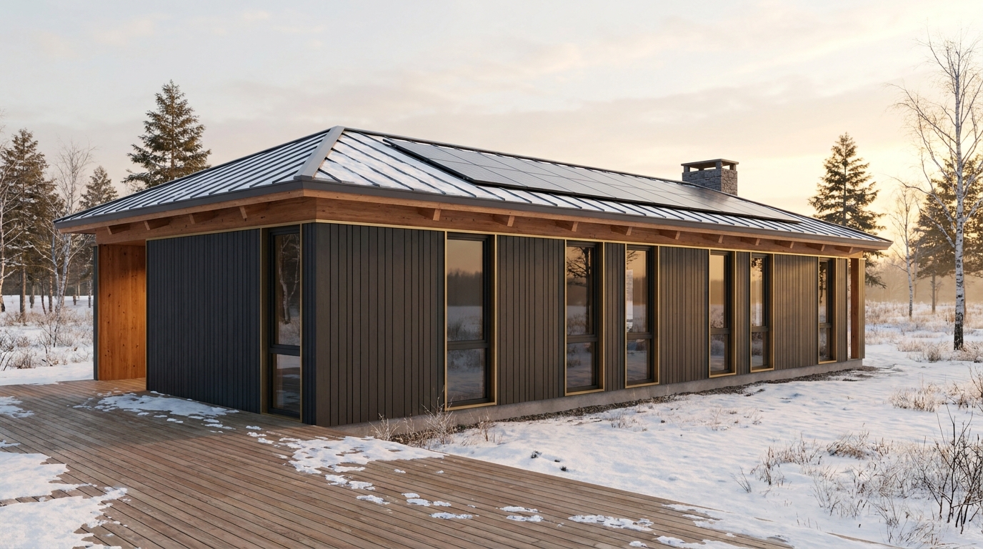 霧の庵 外観 — AI render based on BIM specs