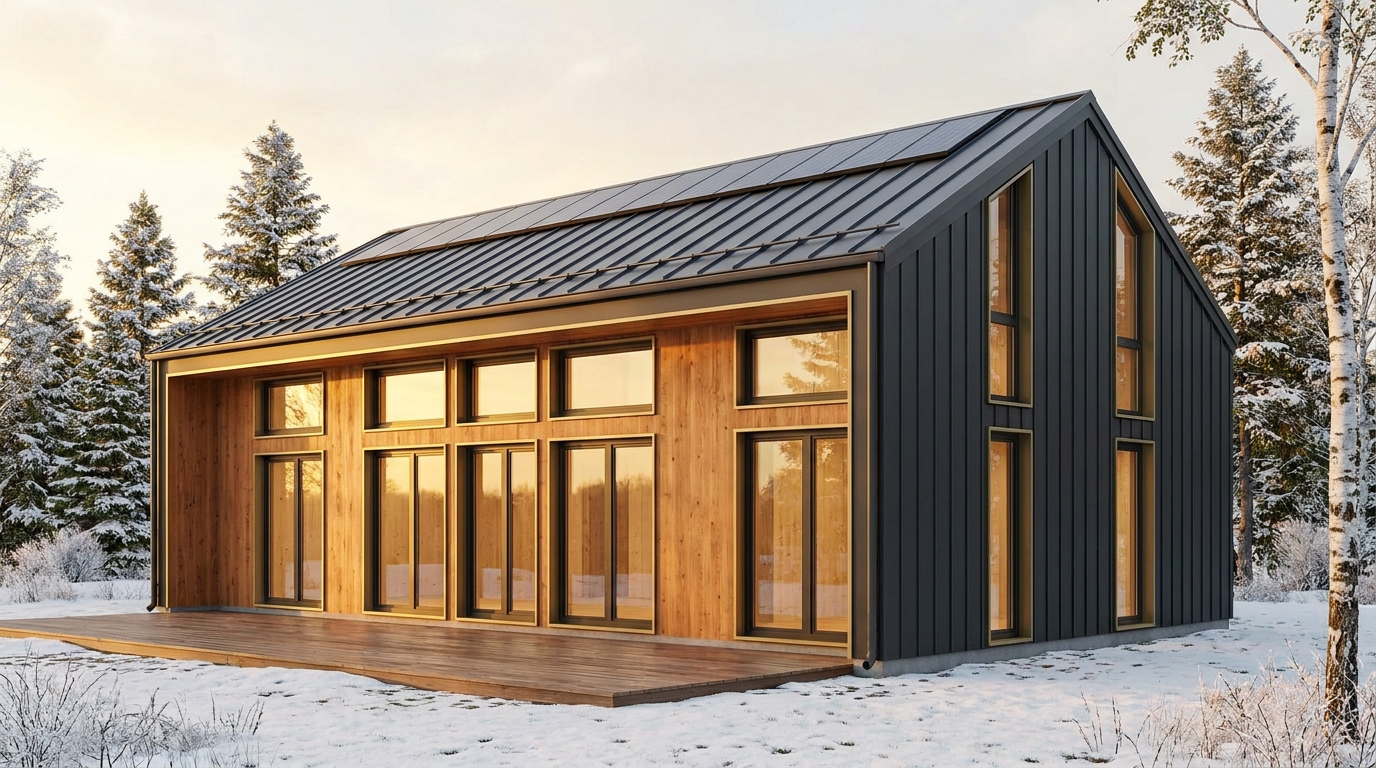 西の庵 外観 — AI render based on BIM specs