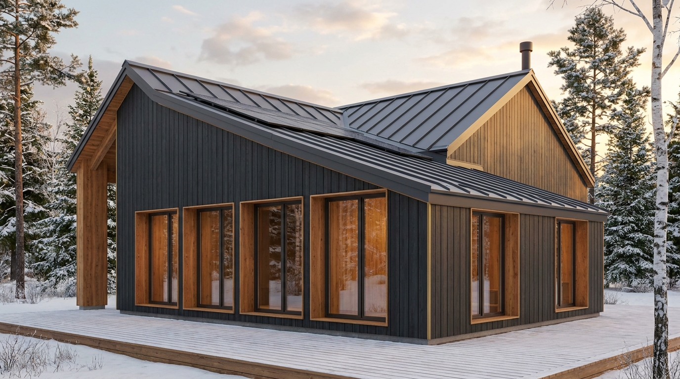 北の家 外観 — AI render based on BIM specs