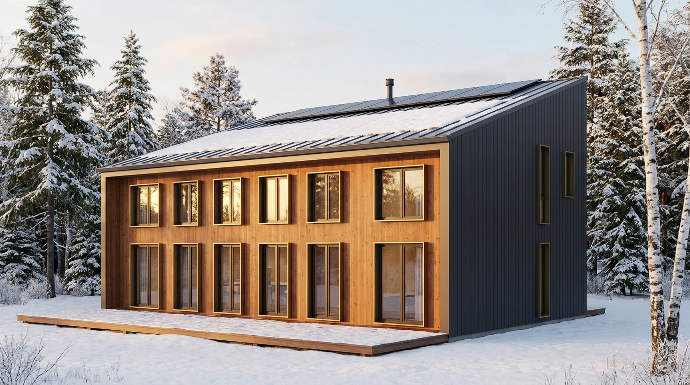 北の小屋 外観 — AI render based on BIM specs