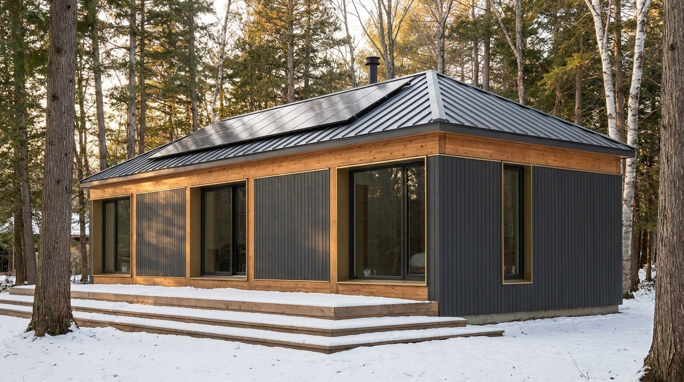星の小屋 外観 — AI render based on BIM specs